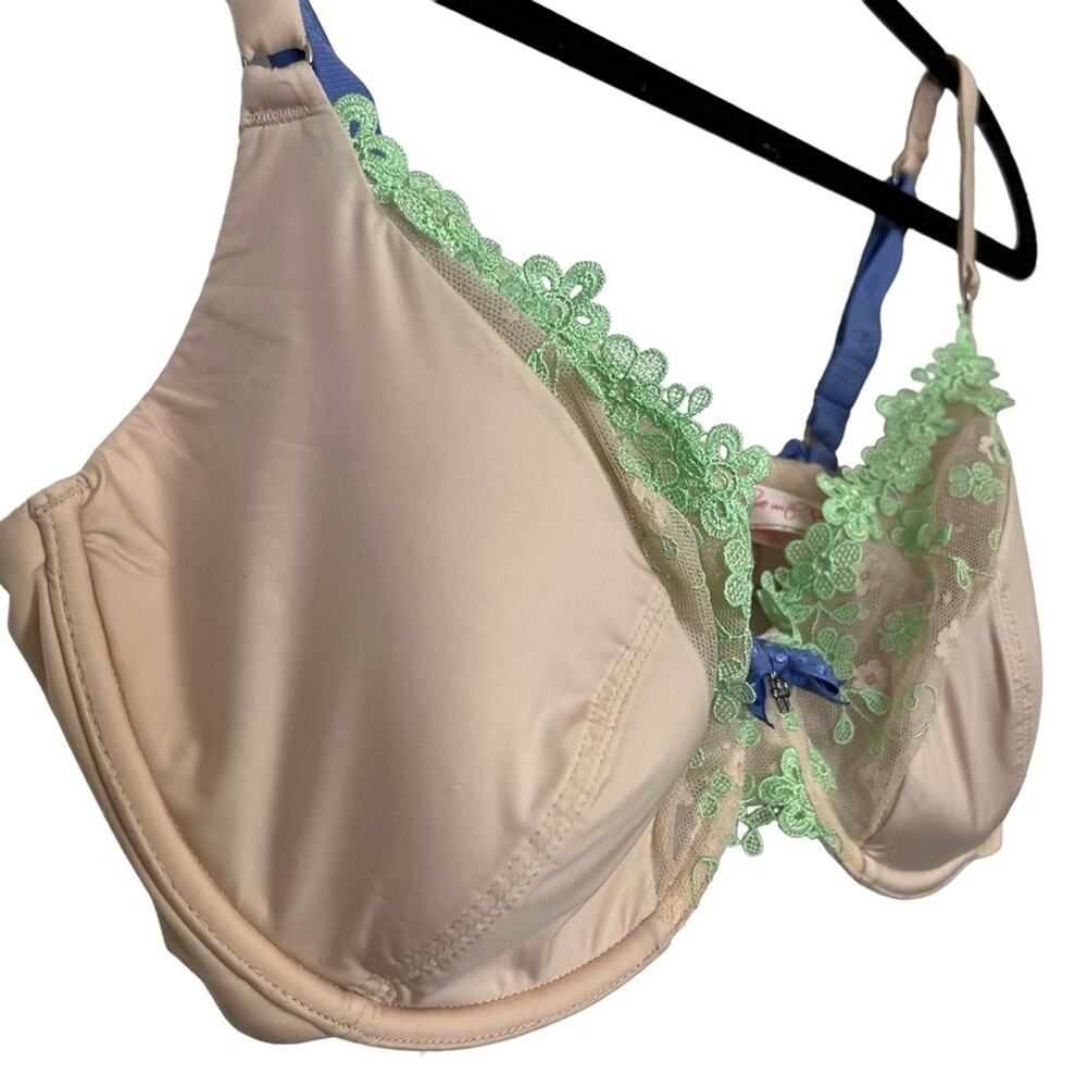 IN LOVE WITH PP PRETTY POLLY Nude Beige Underwire Lightly Lined Bra Lace sz 38C - Picture 10 of 16